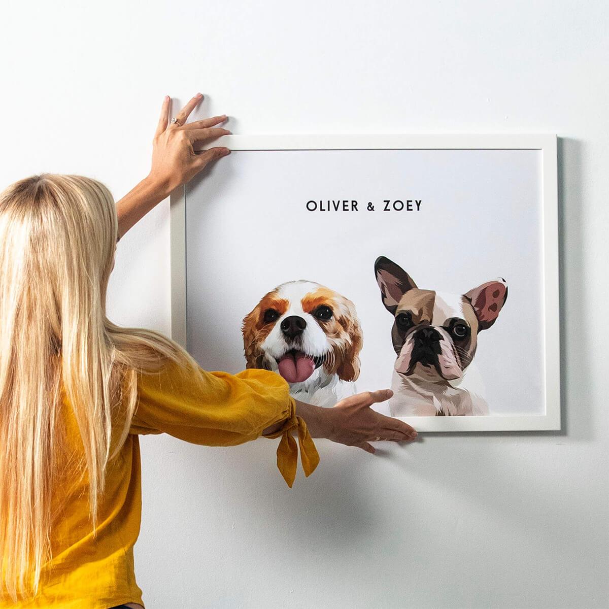 Custom half body pet portrait in contemporary style — personalised digital art from photo