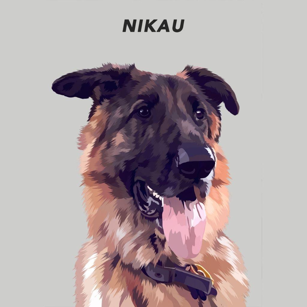 Personalised pet portrait on Light Grey background — contemporary digital art download