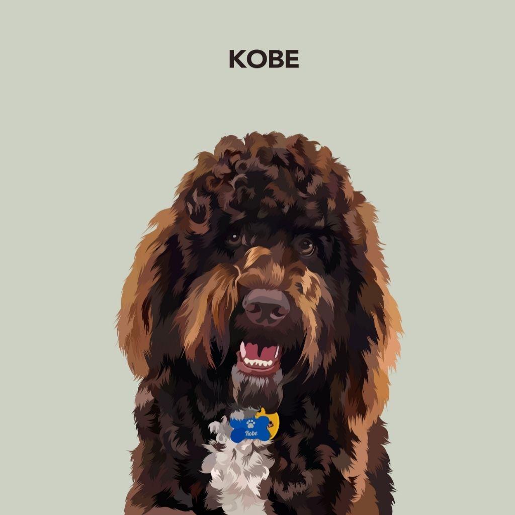 Modern pet illustration on Light sage green background — custom contemporary portrait from photo