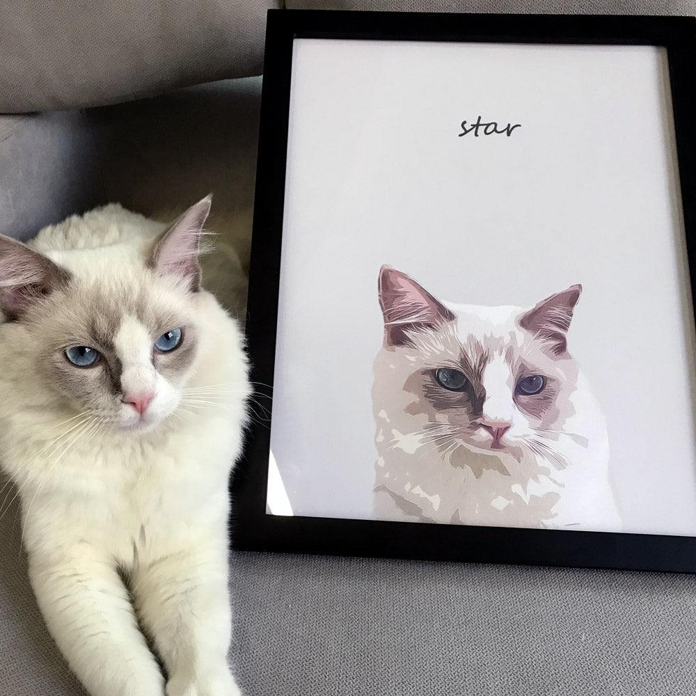 Custom contemporary pet portrait art — personalised digital illustration from photo