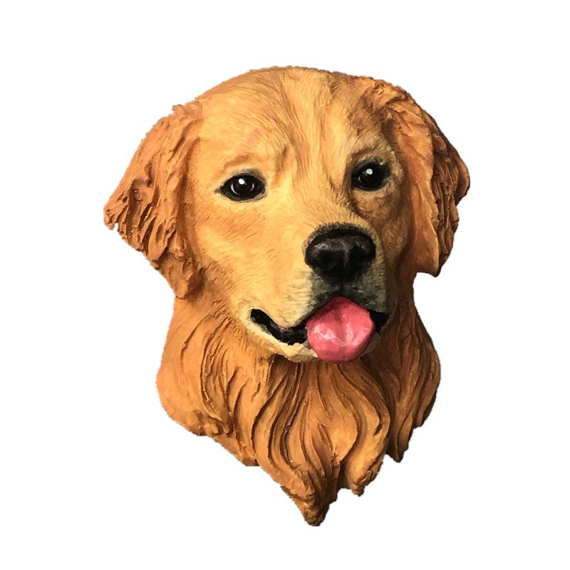 Close-up of handmade custom pet portrait car freshener showing detailed dog photo print