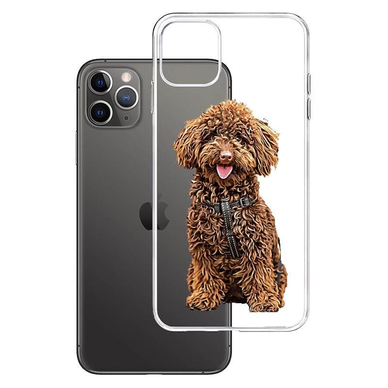 Personalised pet photo phone case with custom dog portrait — soft silicone cover by CustoGift