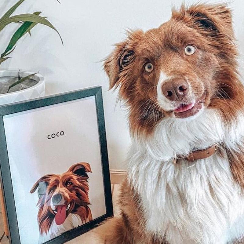 Detail of handmade contemporary dog portrait — personalised digital illustration by CustoGift