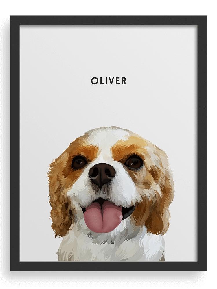 Half body contemporary dog portrait — custom personalised digital illustration download"