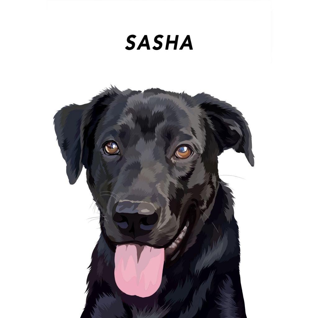 Contemporary pet portrait on Default White background — custom digital dog portrait